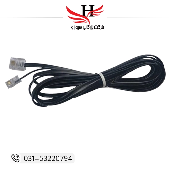 کابل تلفن 10 متری با سوکت RJ11 استاندارد، مناسب تلفن ثابت، مودم ADSL و فکس، دارای مغزی مسی ضد نویز و روکش PVC مقاوم